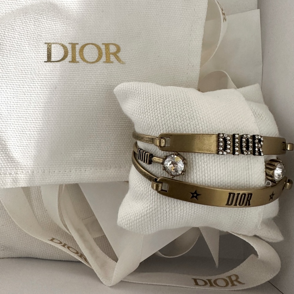 Dior Metal Crystal Dio(r)evolution Bracelet Set Gold